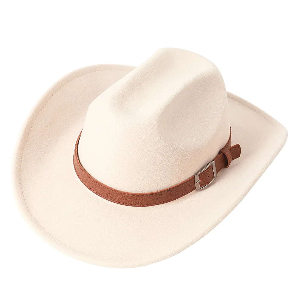 Style Cowboy Hat Fashion and Unique Unisex Solid Jazz Hat with Cow shaped Decoration Western Cowboy Hat Sorero hombre