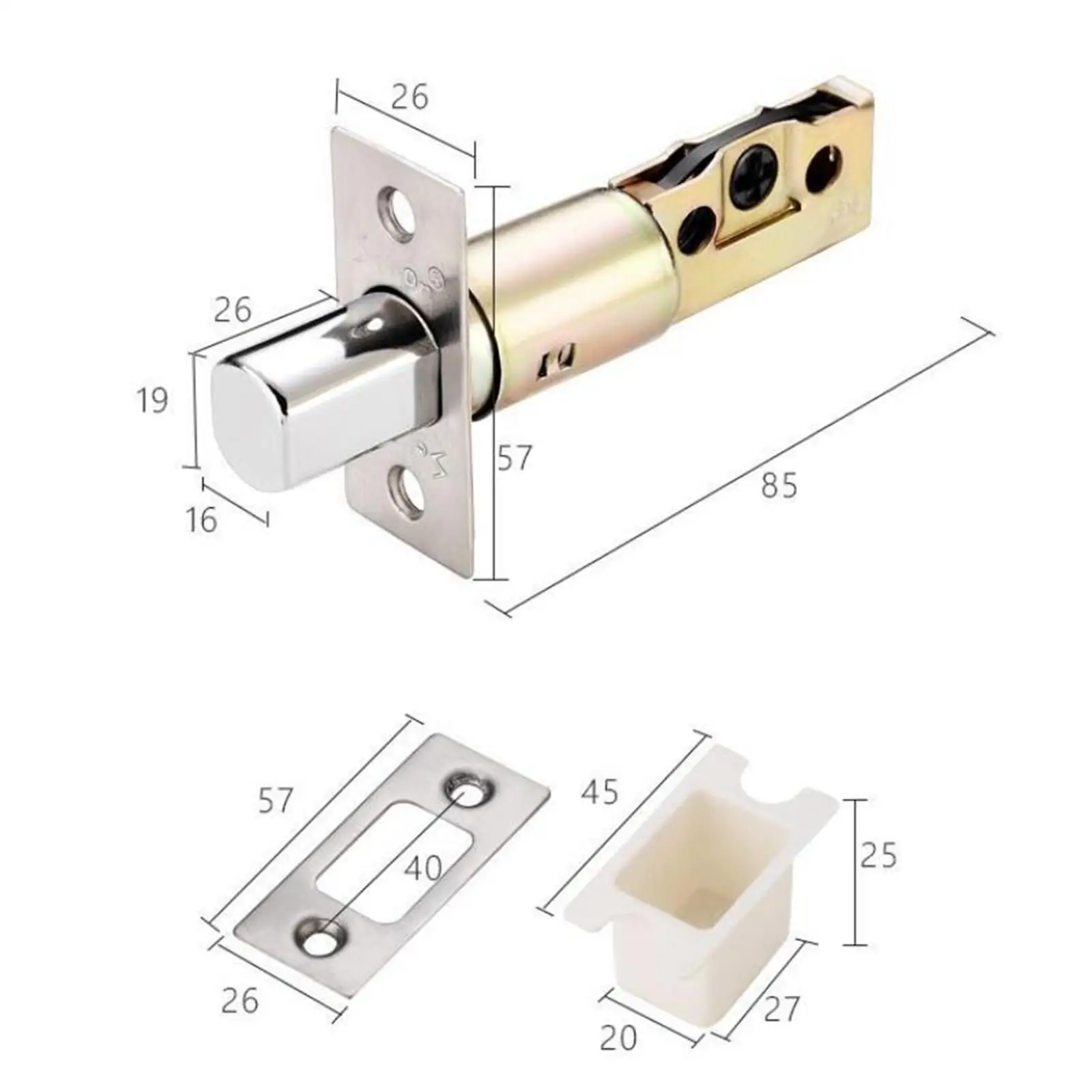 Heavy Duty Stainless Steel Door Security Lock Hidden Deadbolt for Bedroom Bathroom Home Office Use