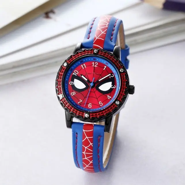 Marvel Spiderman Anime Cartoon Watch Boy Primary School Student Clock Quartz Watch Luminous Pointer Kids Watch Birthday Gifts