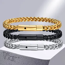 Vnox 6MM Stainless Steel Wheat Curb Link Chain Bracelets for Men Male Wristband Jewelry