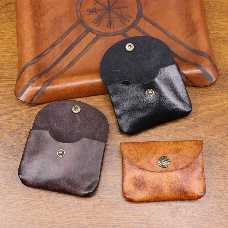 Cartera Artesanal de Estilo Europeo, de Cuero Vacuno, para Hombre y Mujer, Práctica para Llevar, Tarjetero, Monedero, Bi...