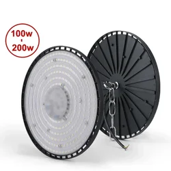 Superheldere 100/150/200W Ufo Led High Bay Lights Waterdichte Commerciële Industriële Markt Magazijn Garage Garage Garage Lampen