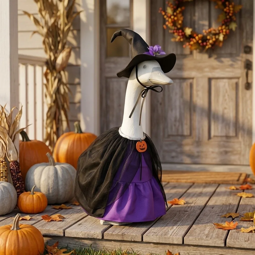 Witch Hat Dress For 23 Inch Bird Statue Halloween Porch Goose Outfit Festive Lawn Garden Holiday Ornament