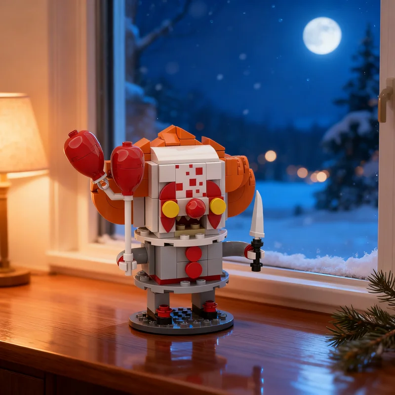 158pcs MOC BrickHeadz Pennywise Cake Cutter Edition Model Building Blocks Construction Christmas Gift Toy Creative Assemble 3D