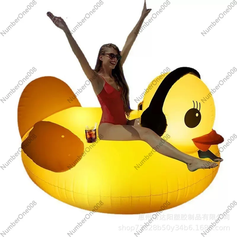 Big Yellow Duck Inflatable Floating Row Adult Water Inflatable Floating Bed Swimming Pool Mount Pvc