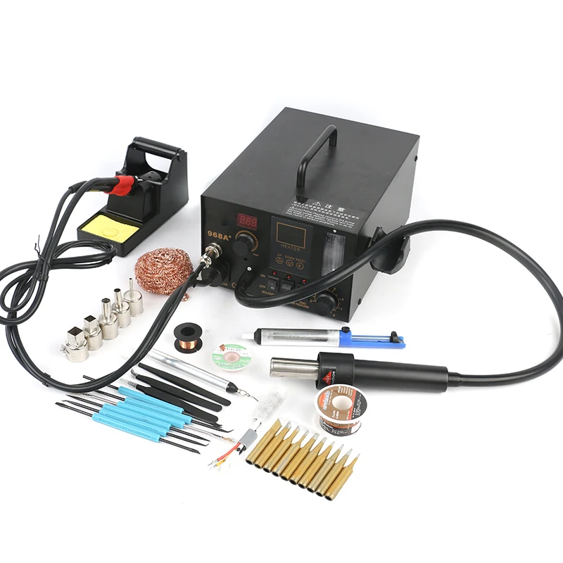 

968A+ Soldering Iron Welding Smoke Absorber BGA Hot Gun 3 in 1 Rework Station 220V For Phone Repair PCB Desolder Working