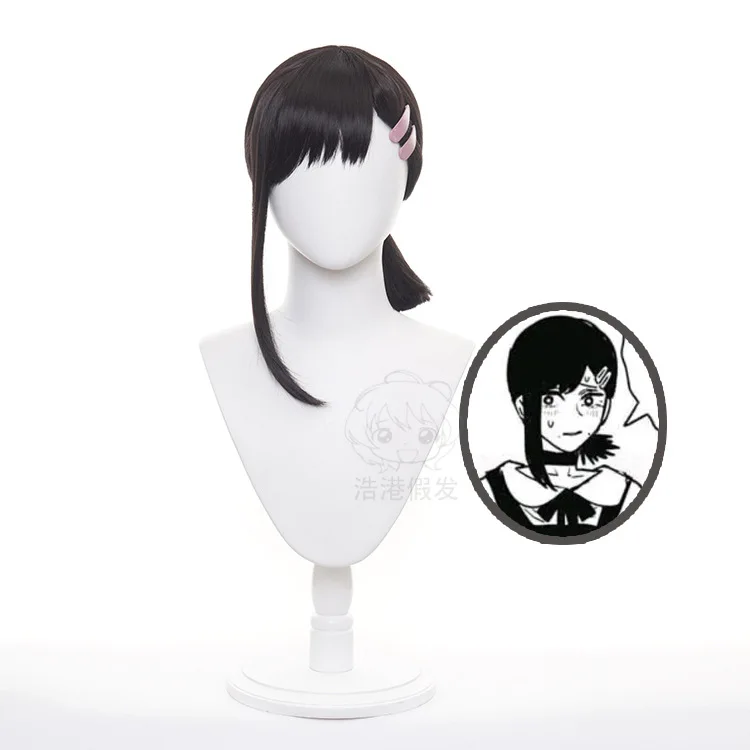 วิกผมคอสเพลย์ฮิกาชิยามะ โคเบนิ ชีนโซวแมน 40 ซม. ผมสีดำสำหรับผู้หญิง อุปกรณ์เสริมชุดคอสเพลย์คอมมิคคอน วิกผมอนิเมะพร้อมกิ๊บติดผม