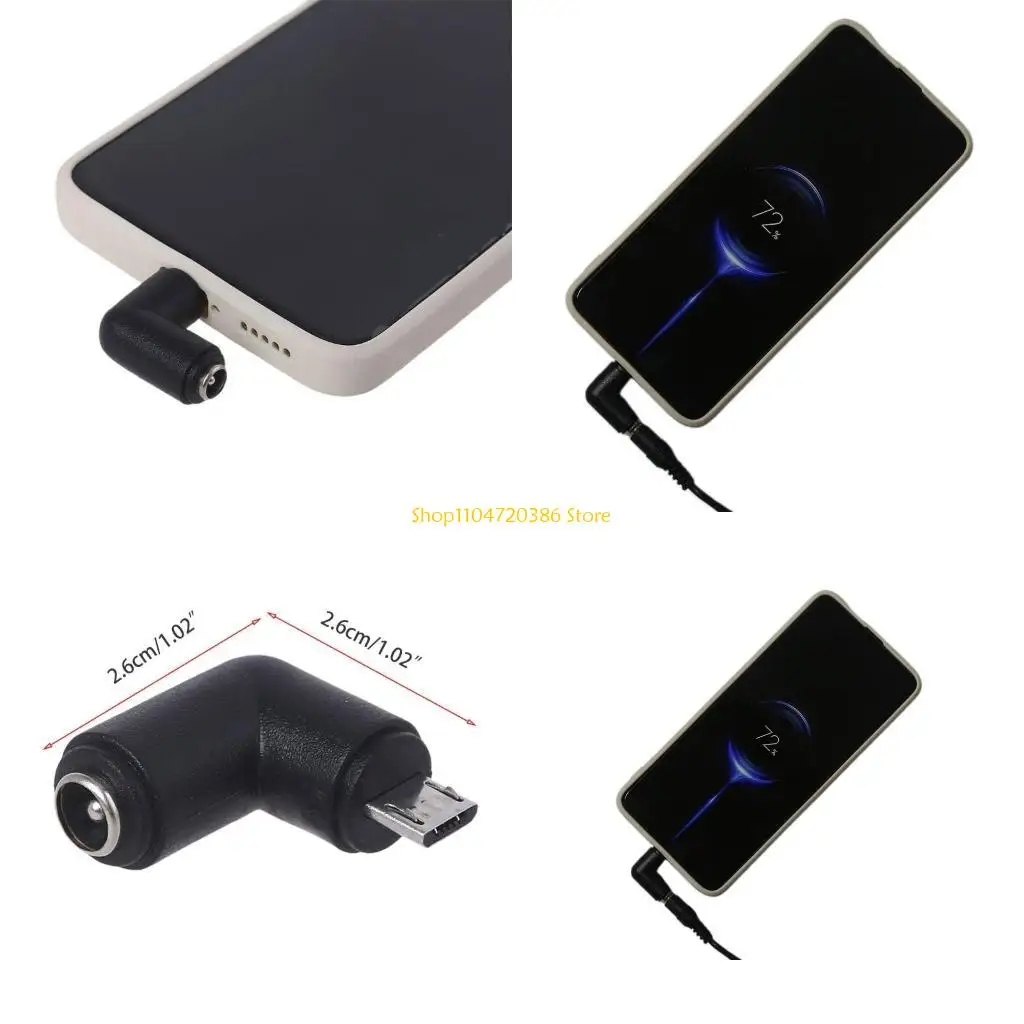 

K0EA Power Plug 90 Degree Right Angle5.5 x 2.1mm for DC Female to Micro USB Male Charge Adapter for Cellphone Tablet Black