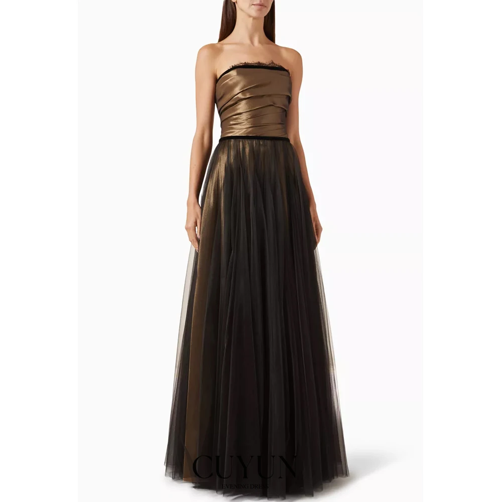 

CUYUN Вечерние платья без бретелек 2025, длинное платье для выпускного вечера, индивидуальное женское вечернее платье без рукавов для особых случаев