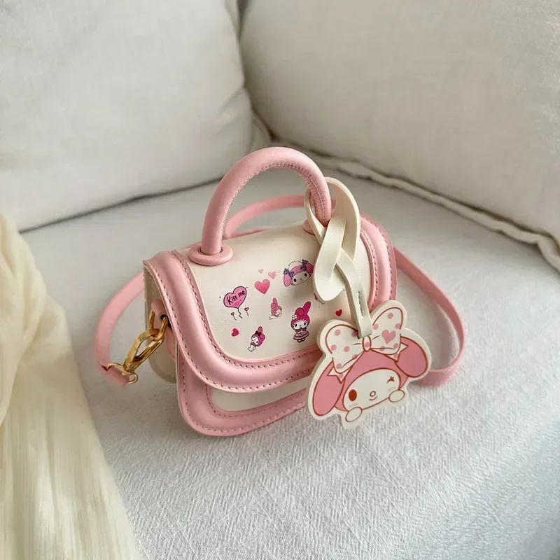 Sanrio-monedero de hello kitty para niña, bolso de princesa para bebé, bolso de hombro de dibujos animados, bolso de mensajero para niños, kuromi