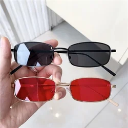 Fashion Punk Square Sunglasses Women Luxury Brand Small Frame Sun Glasses Female Rectangle Metal Mirror Shades UV400 Eyewear