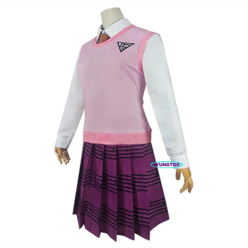 Danganronpa V3 Kaede Akamatsu disfraces Cosplay vestidos de mujer camisa de Anime chaleco falda calcetines chica JK uniforme escolar