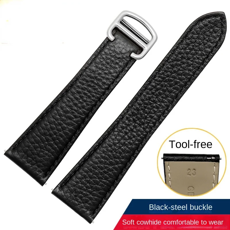 Echtleder-Uhrenarmband für Cartier Tank London Solo Lychee strukturiertes Rindsleder-Uhrenarmband Herren Damen Band 17 20 22 23 24 25 mm