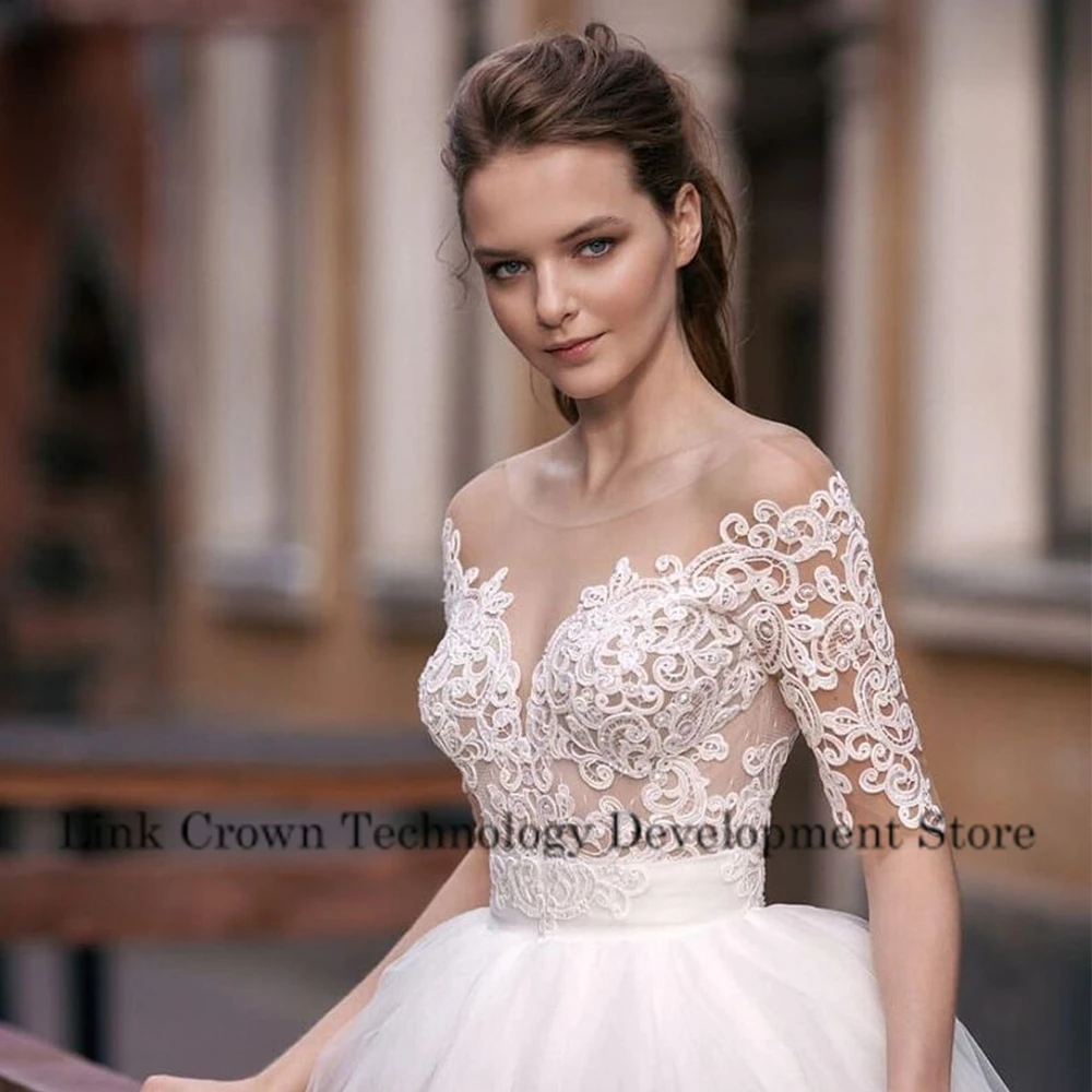 Encantadores vestidos De Novia sin tirantes media manga marfil Vestido De Novia exquisito nuevo Vestido De Novia De verano