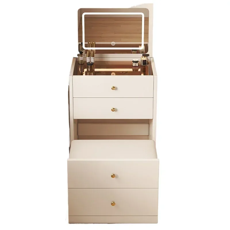 

Solid wood flip dresser small apartment bedroom bedside cabinet integrated modern simple makeup table multi-function