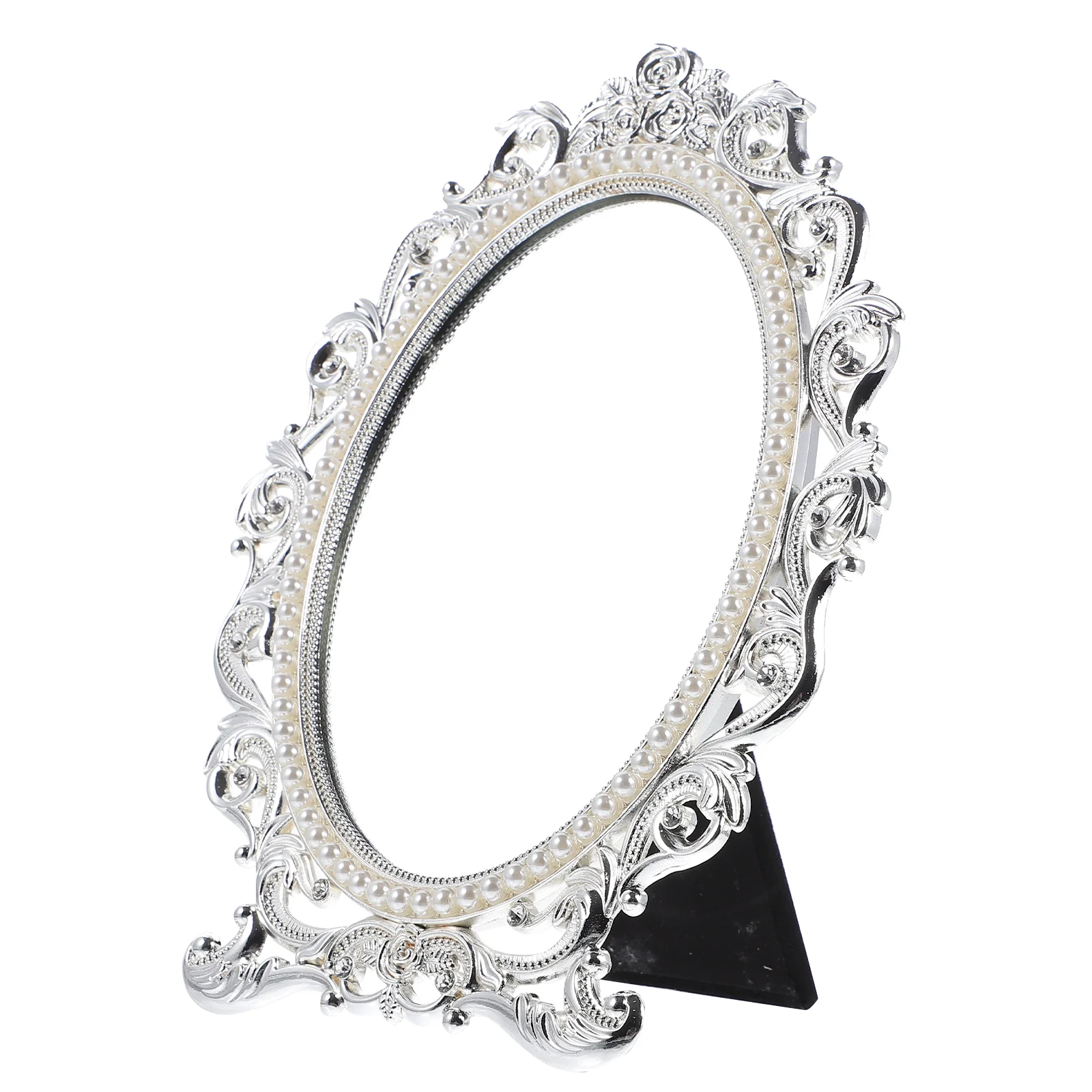 Vanity Mirror Dresser for Women Woman Makeup Photo Frame Tabletop Small Zinc Alloy Vintage Travel Delicate