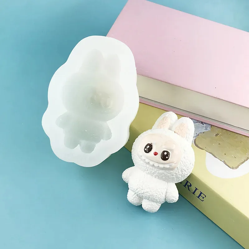 لطيف ثلاثية الأبعاد Labubu سيليكون Sugarcraft قالب الروائح الجص الصابون قالب شمع لتقوم بها بنفسك قالب الصابون لتقوم بها بنفسك Labubu دمية اليدوية الديكور