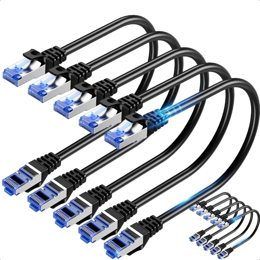 

Экранированный Ethernet-кабель Cat6A, 10 Гбит/с, 3 фута, 10 шт., тонкий экранированный (F UTP) Ethernet-кабель Cat 6, гибкий, 28AWG, голая медь Cat6 Ca