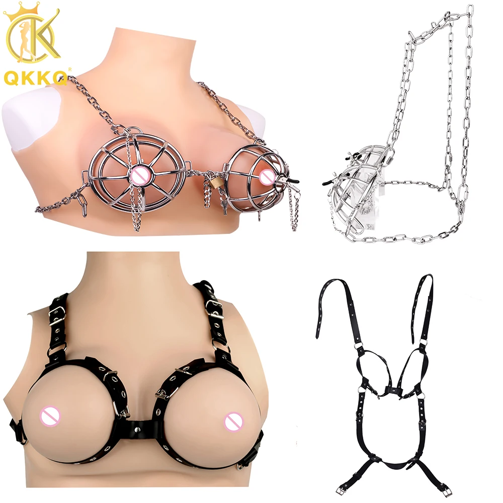 QKKQ Breast Cover With Nipple Clamp Nipples Covers Female Chest Hood Harness Hollow Breast Clip Milk Clips Bondage BDSM Sex Toys