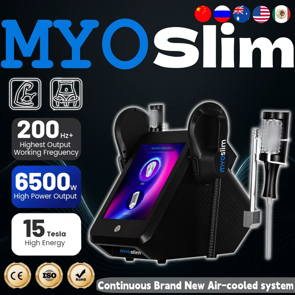 

Myoslim 15 TUltra 6500 Вт RF машина для коррекции фигуры для похудения скульптура тела HI-emt машина для похудения с внутренним шариком и роликом
