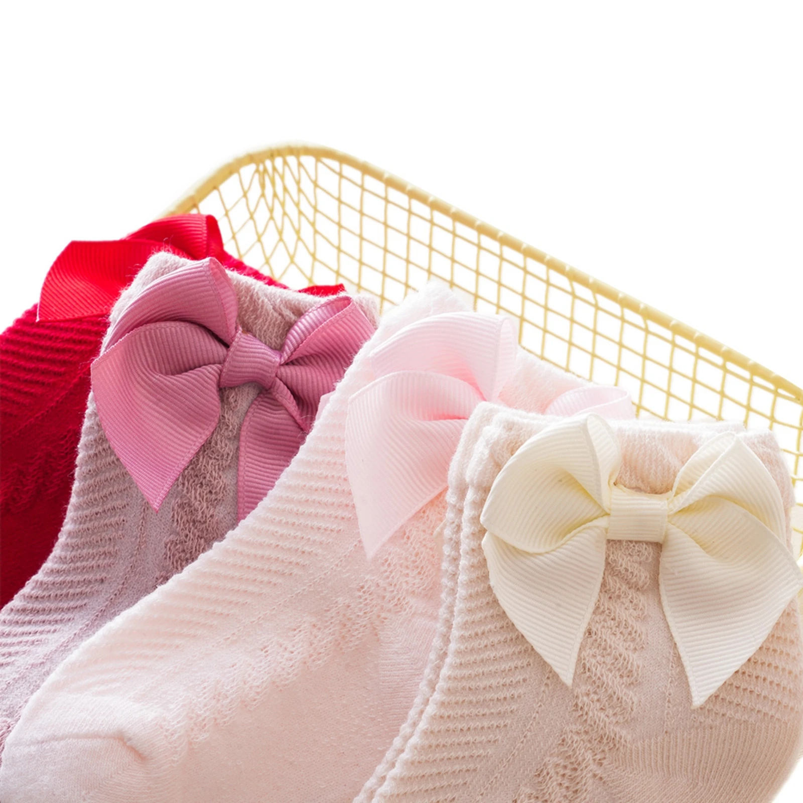 Chaussettes fines en coton doux pour bébés filles, chaussettes d'été avec nœuds, chaussettes de rinçage pour tout-petits, nourrissons de 0 à 3 ans