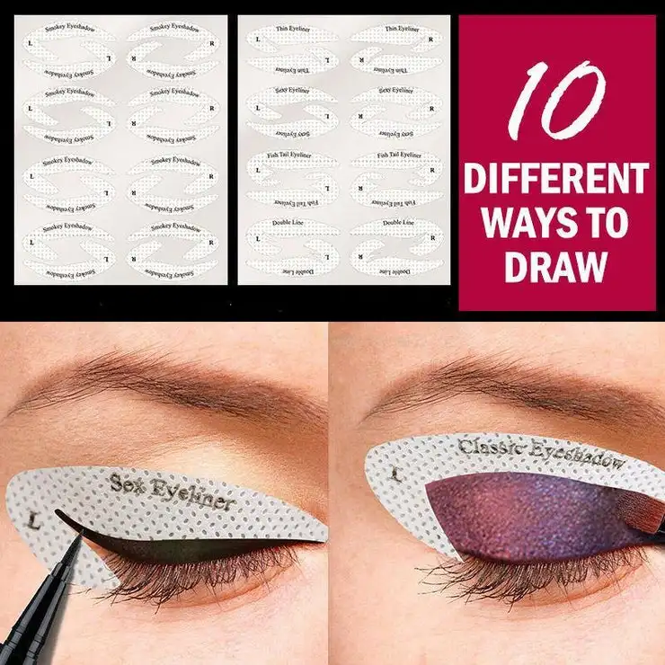 4 blätter Augen Make-Up Schablonen Eyeliner Vorlage Gestaltung Werkzeuge Augenbrauen Lidschatten Make-Up Vorlage Werkzeug Styling Zeichnung Guide