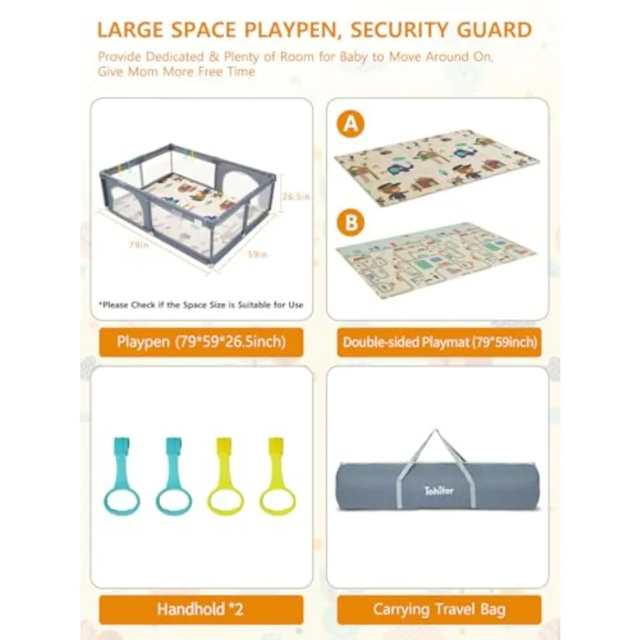 Box per bambini con tappetino Grande cortile da gioco per bambini per bambini BPAFree Non tossico Sicuro Senza spazi vuoti Playards per neonati Interni ed esterni Extra L