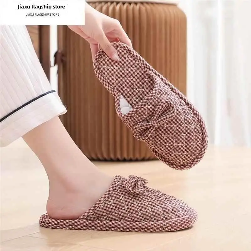 

Men's And Women's Cotton Slippers Anti-Slip Wear-Resistant Home Indoor Slippers for Beau Salons Spring Autumn Season
