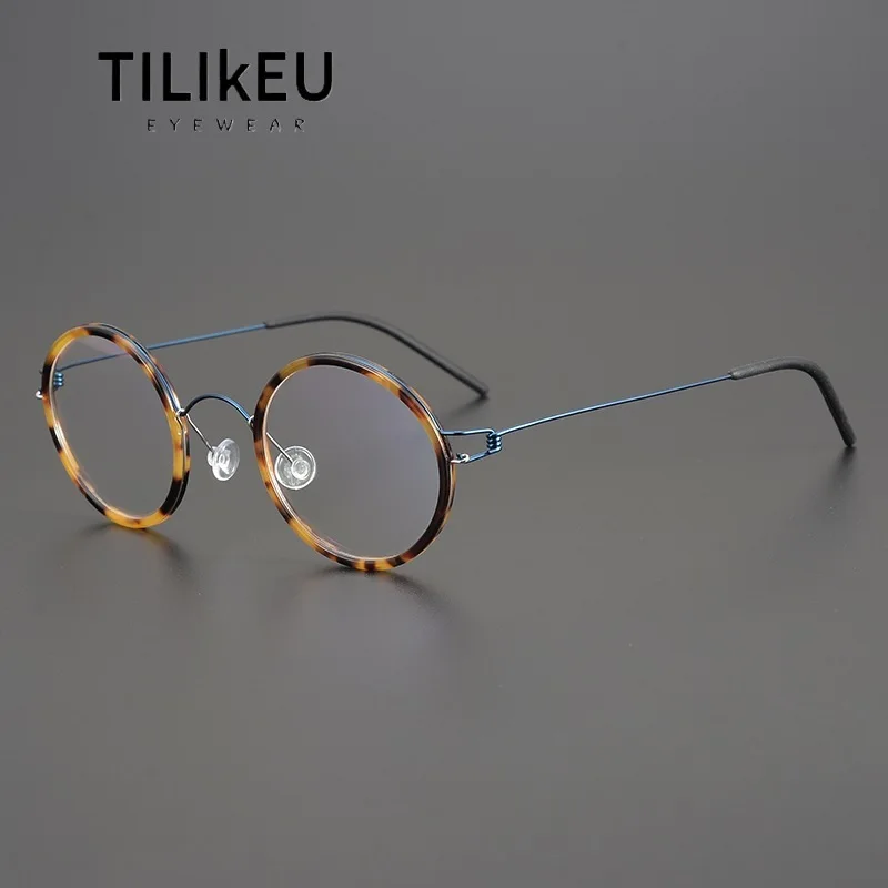 

2026 Screwless Denmark Designer Titanium Glasses Frame Ultralight Retro Round Gold Wire Eyeglasses Men Women Acetate Eyeframe