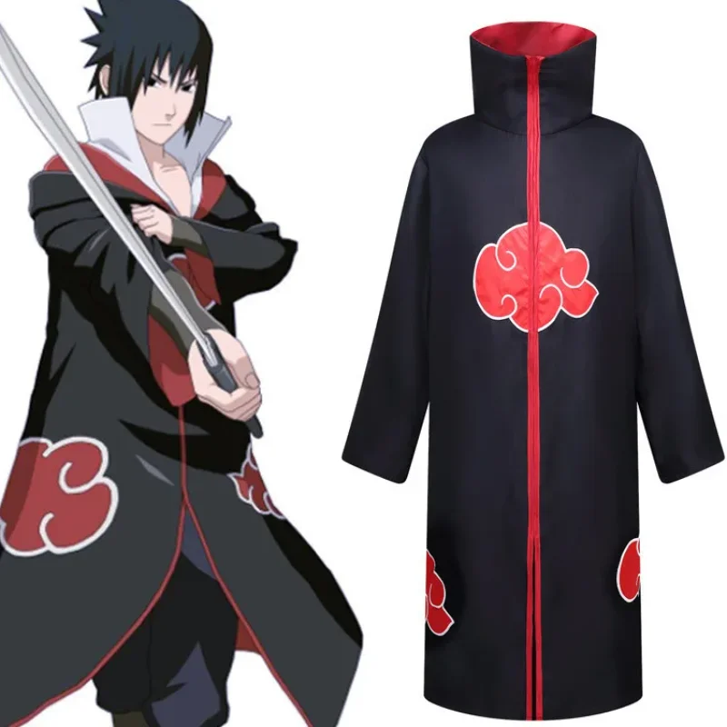 Akatsuki Uchiha Itachi Cloak for Adult Long Black Robe Capes Halloween Carnival Cosplay Costume with Accessories view 4