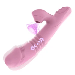 Heating Sex Toy Dildo Vibrator for Women Clitoral Sucking Stimulation G-spot Rotation Telescopic Massage Female Pleasure