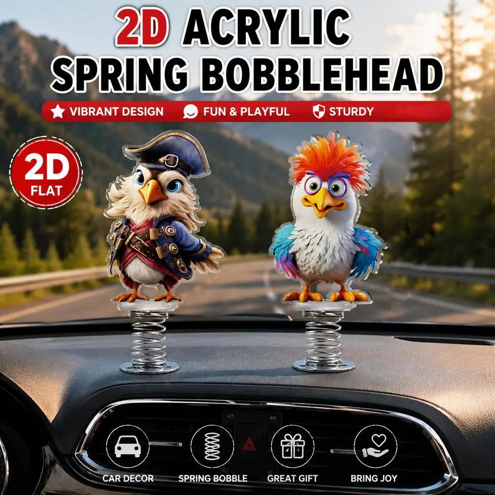 Creative Car 2D Acrylic Eagle Pendant Funny Decor Pendant Bobblehead Animal Cartoon Dashboard Decor Car Interior Accessories