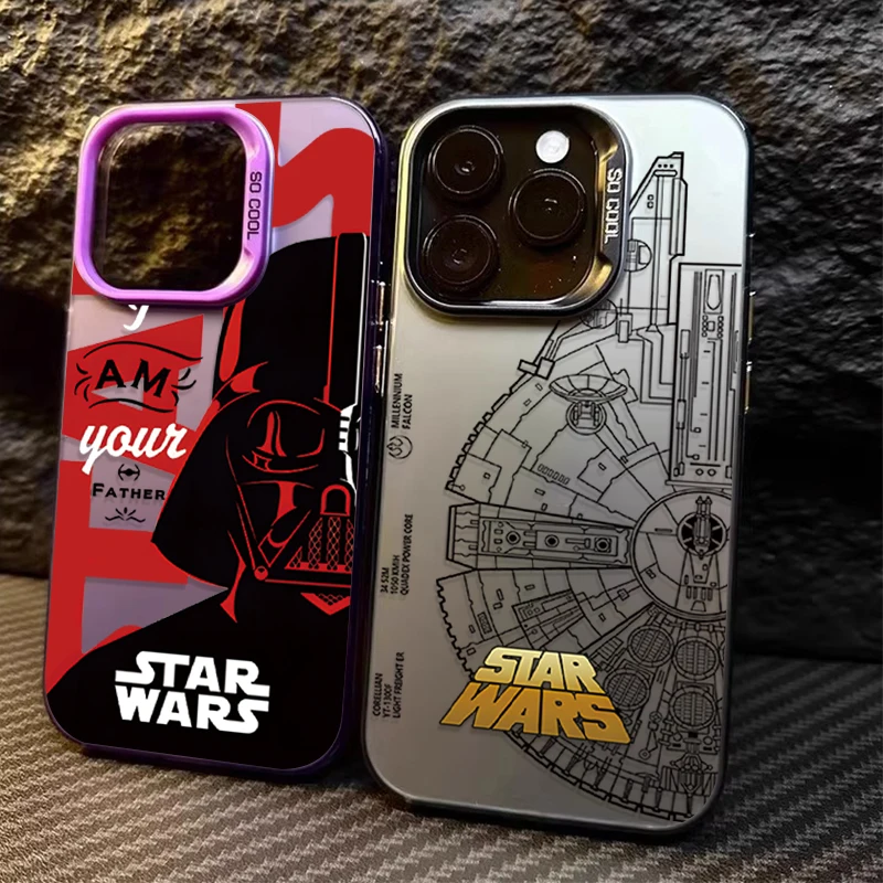 Stars W-Wars Darth Vader Plating Case for Samsung Galaxy S24 S23 S22 S21 Ultra Plus FE A54 A34 A24 A14 A73 A53 A33 5G Note 20