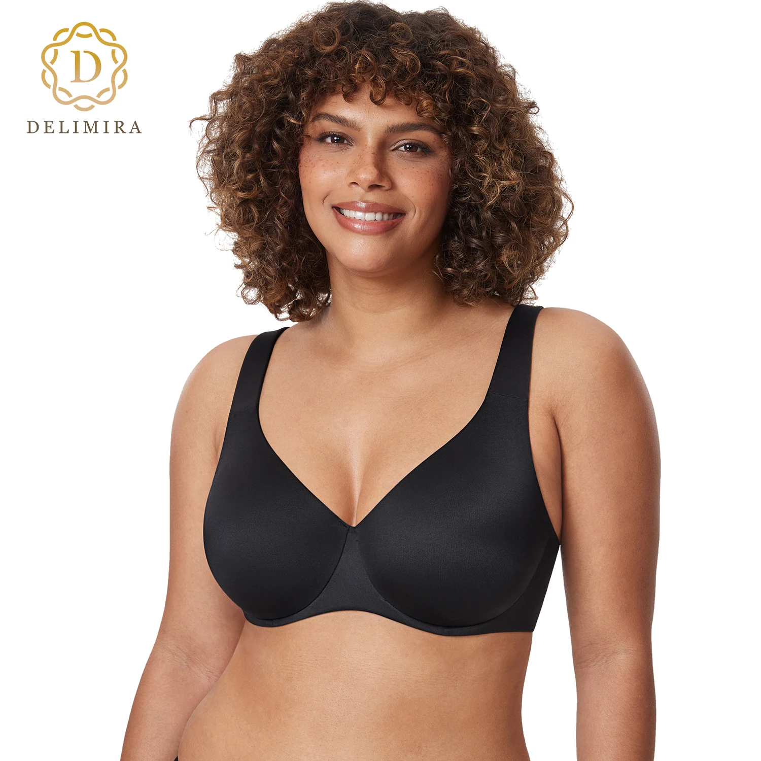 DELIMIRA Women's Seamless Full Coverage Unlined Underwire Plus Size Minimizer Bra B C D DD E F G