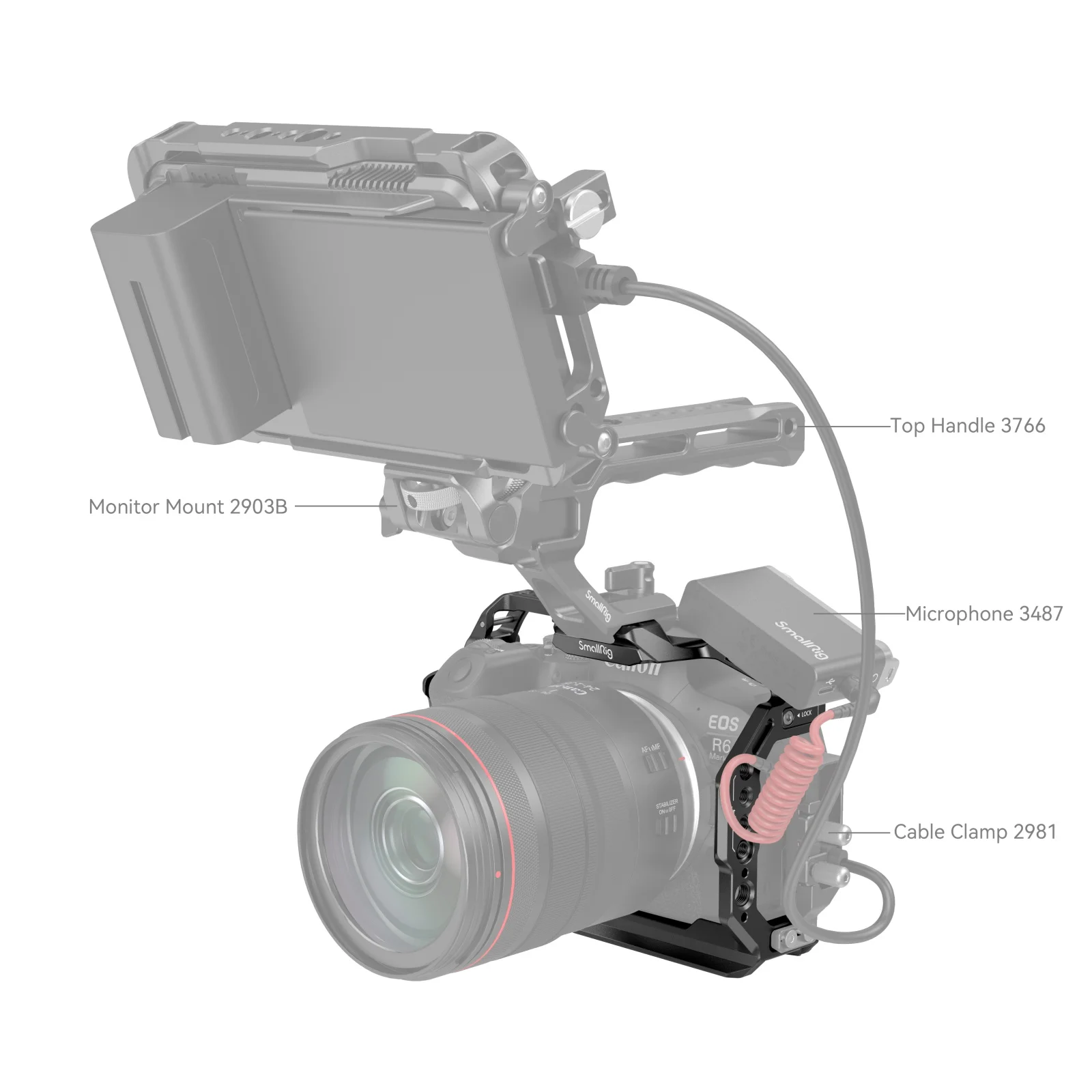 قفص صغير مع ثقوب مثبتة على الأحذية الباردة لكانون EOS R6 Mark II 4159
