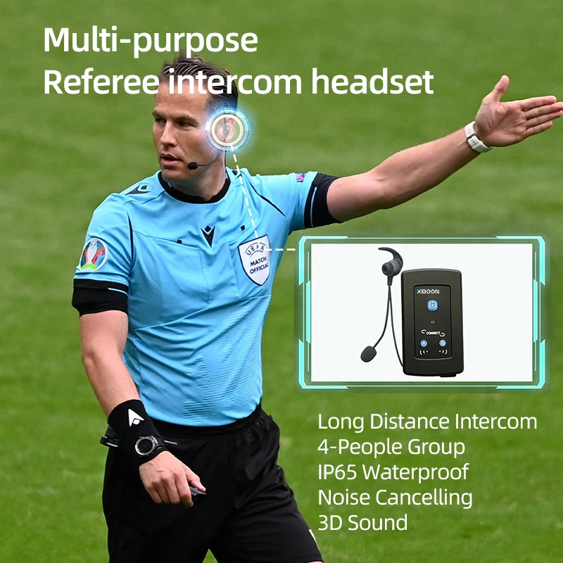 1500M Long Distance Referee In-ear Headset Intercom Event Communication System Strong Signal Walkie Talkie for Football Match