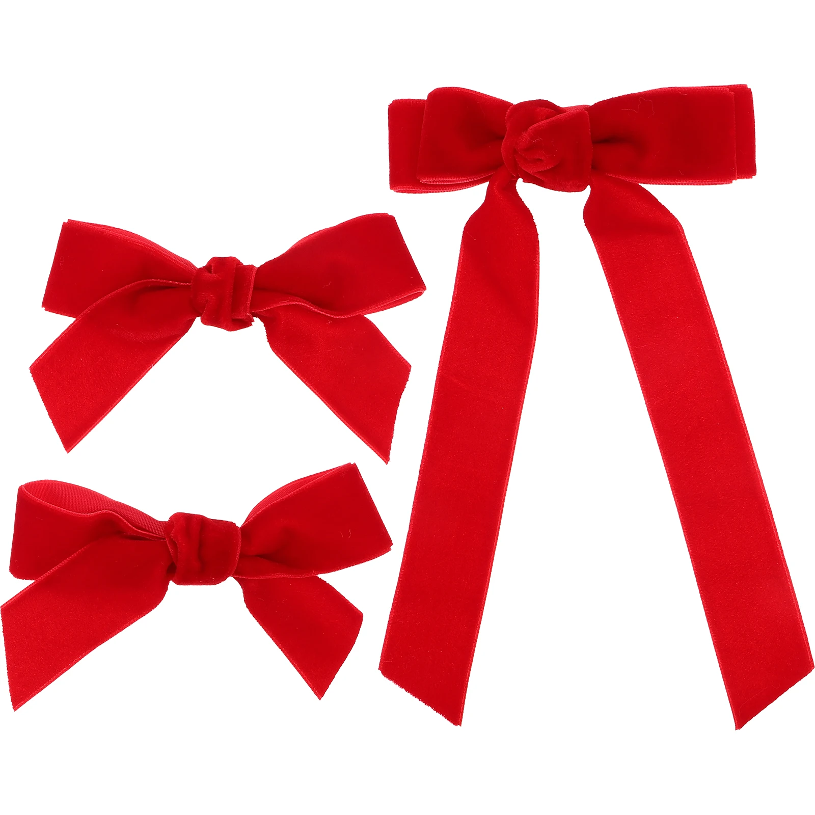 

3Pcs Red Ribbon Butterfly Bowknot Hair Clips Long Tail Hair Accessories for Girls Teens Toddlers Xmas Valentines