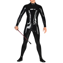 Sexy Latex Mens Catsuit with Socks Rubber Fetish Bodysuit Rear Zip Handmade Clothing S-LCM171