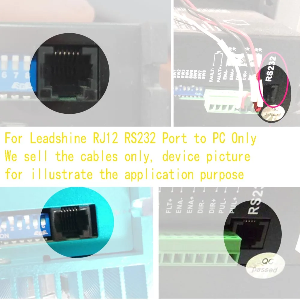 สายเคเบิล Leadshine Stepper Drive PC Interface/RJ12 สำหรับ CL42 CL57 HBS57 HBS86 สายเคเบิลตั้งค่าโปรแกรม CABLE-PC