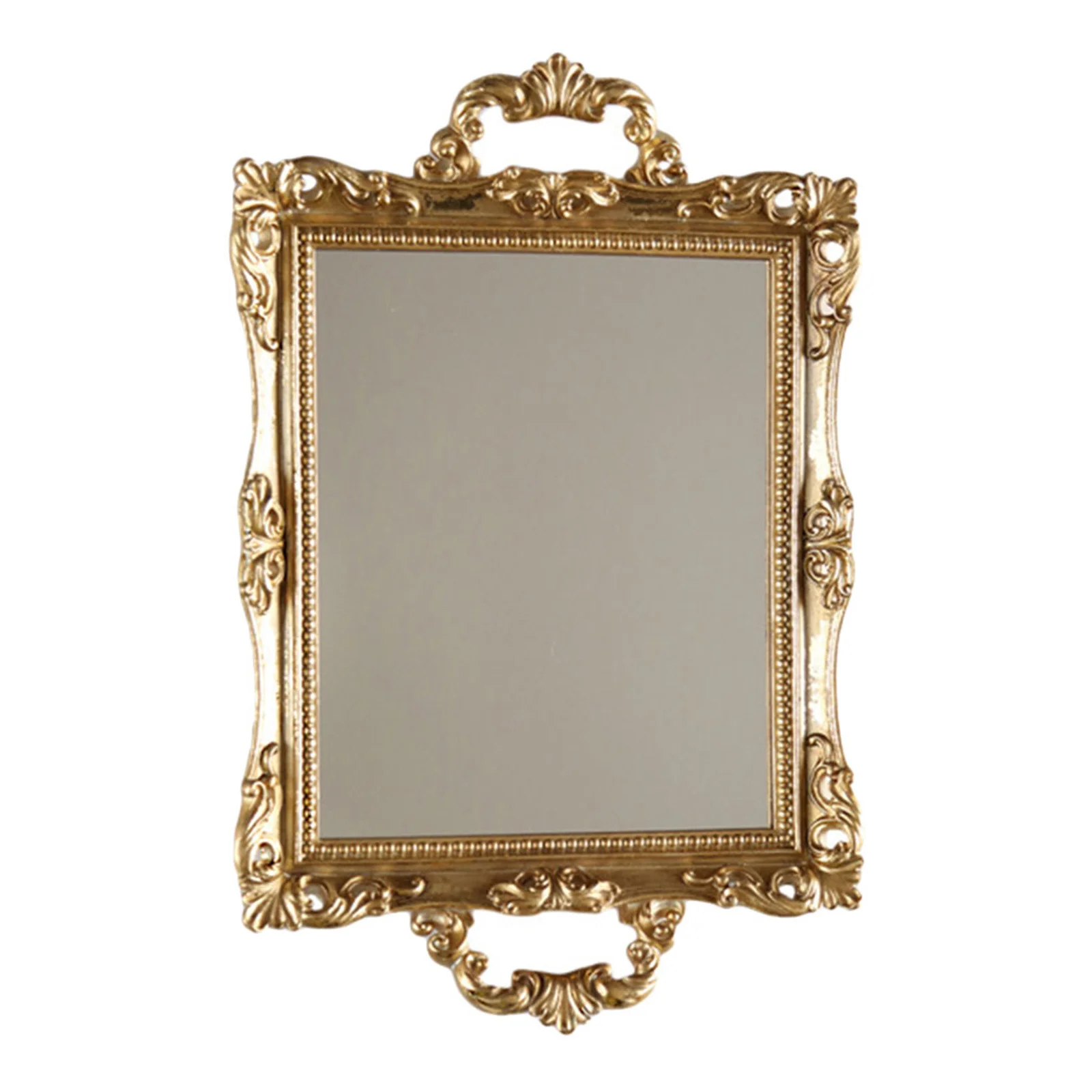 

1Pcs Make-Up Mirror Plate Fine Craftsmanship Golden Finish for Vintage Storage Tray Wedding Dessert Table Decor