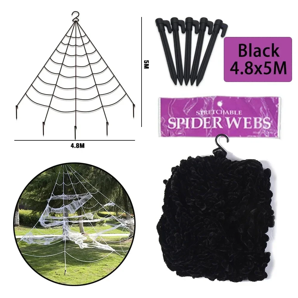 Halloween schwarze gruselige riesige Spinne, riesiges Spinnennetz, Halloween-Dekoration für Zuhause, Bar, Spukhaus-Requisiten, Urlaubs-Außendekoration