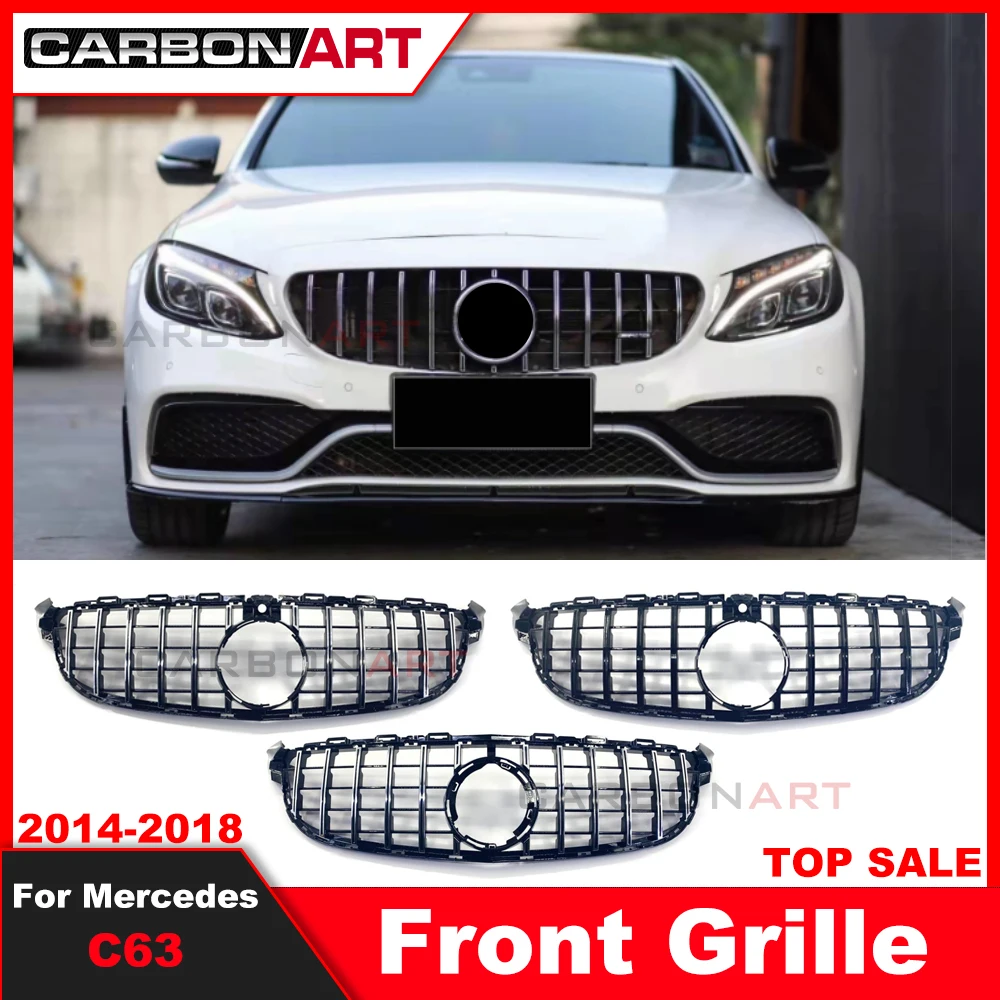 

GT Style front bumper grille for W205 C63 GT grille for Real C63 W205 2014-2018 year ABS W205 C63 ONLY grille sliver and black