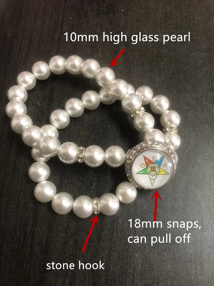 الماسونية OES زر سوار صف مزدوج عالية الزجاج اللؤلؤ مرونة النظام من النجمة الشرقية الإسورة موضة دروبشيب مجوهرات OGL358 #2