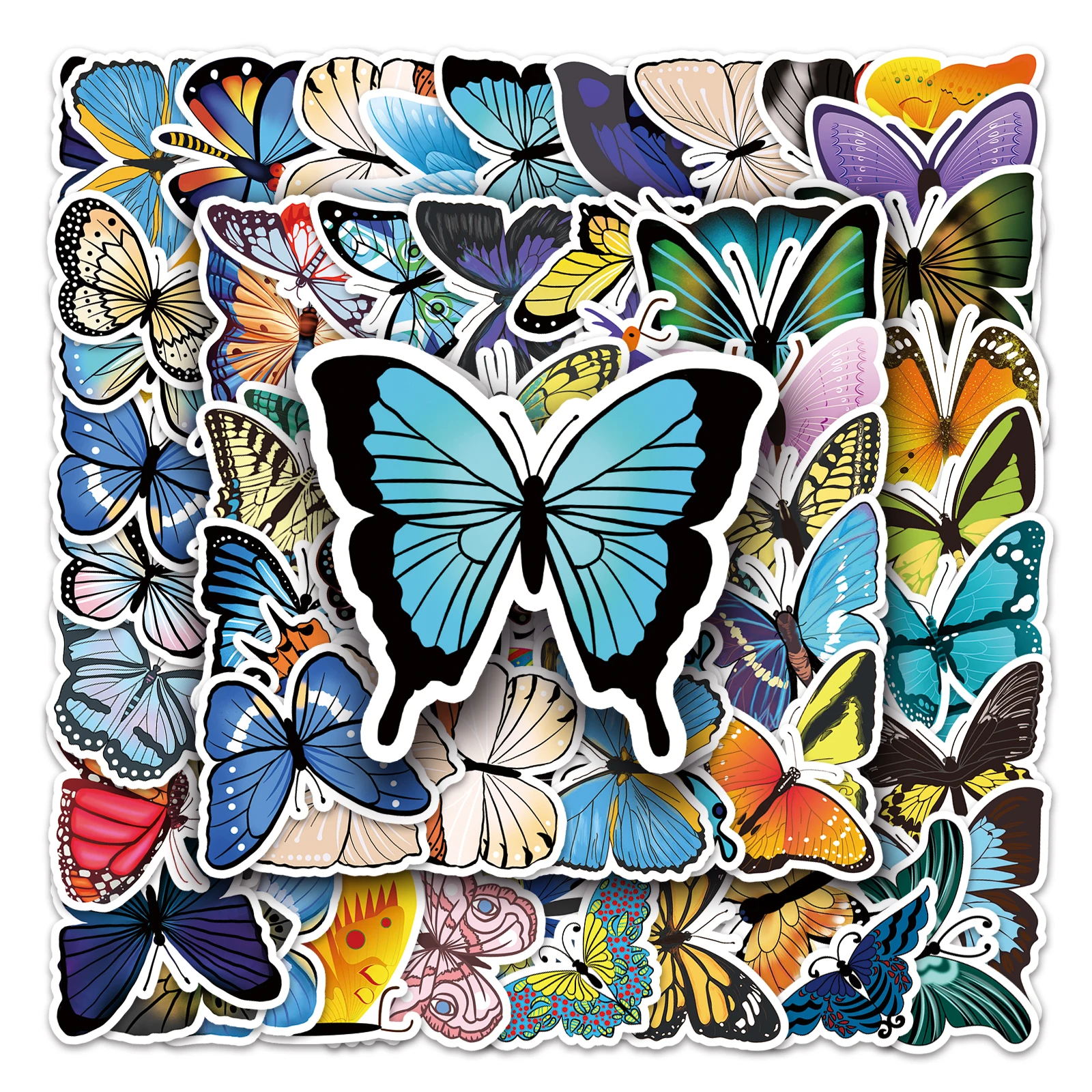 50Pcs Colored Butterfly Series Cartoon Cute Waterproof Sticker Skateboarding Snowboard Retro Vinyl Sticker