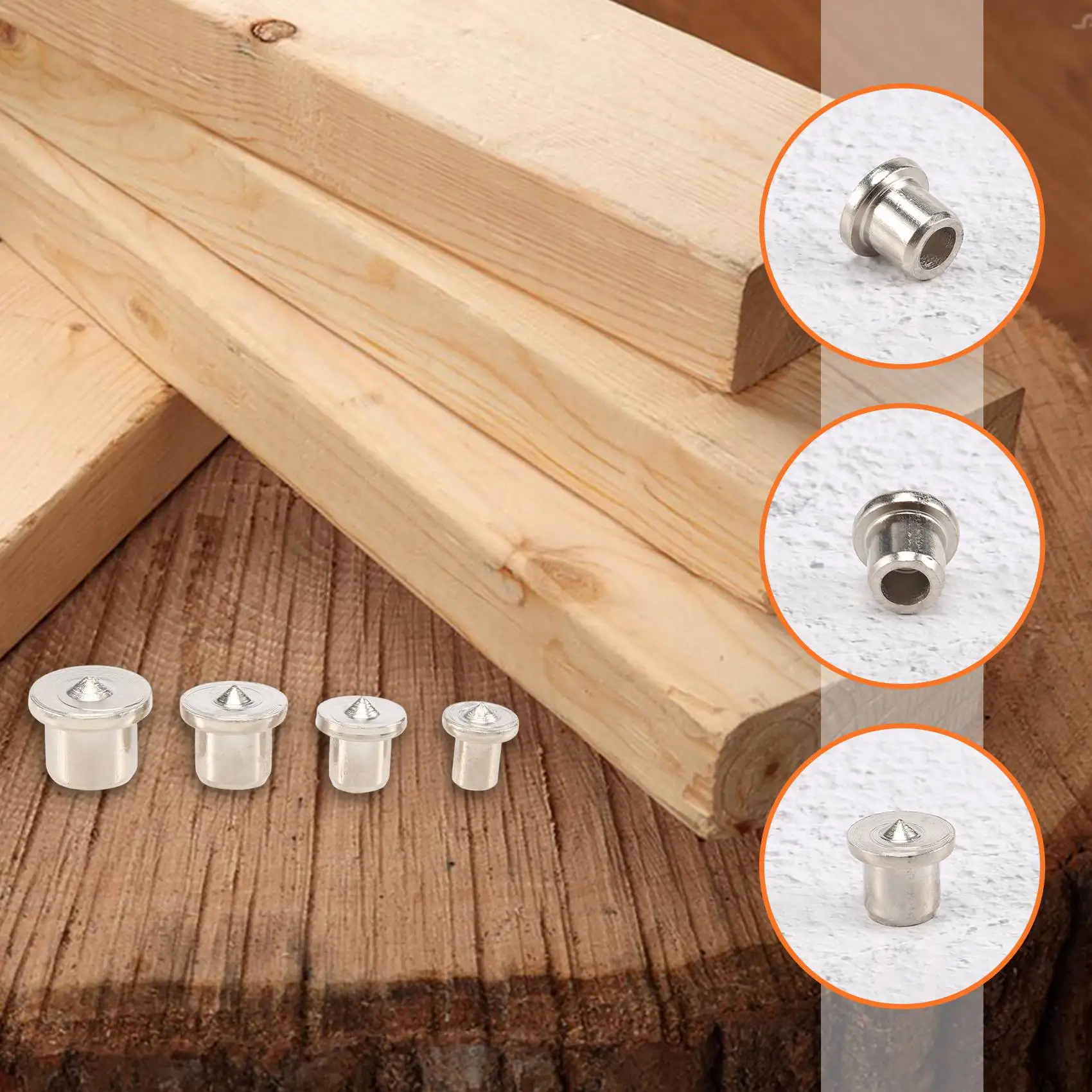 32 Pieces Dowel Pins Center Point Set Solid Dowel Tenon Pointed Dowel and Tenon Center Kit (6/8/ 10/12 mm)