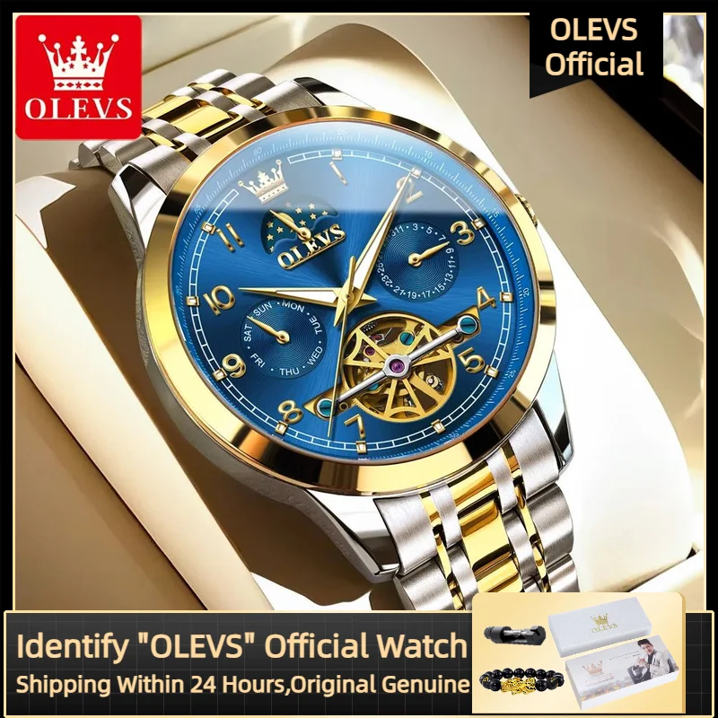 

OLEVS 7071 Mens Watch Hollow Flywheel TOP Luxury Hand Clock Automatic Mechanical Watch for Men