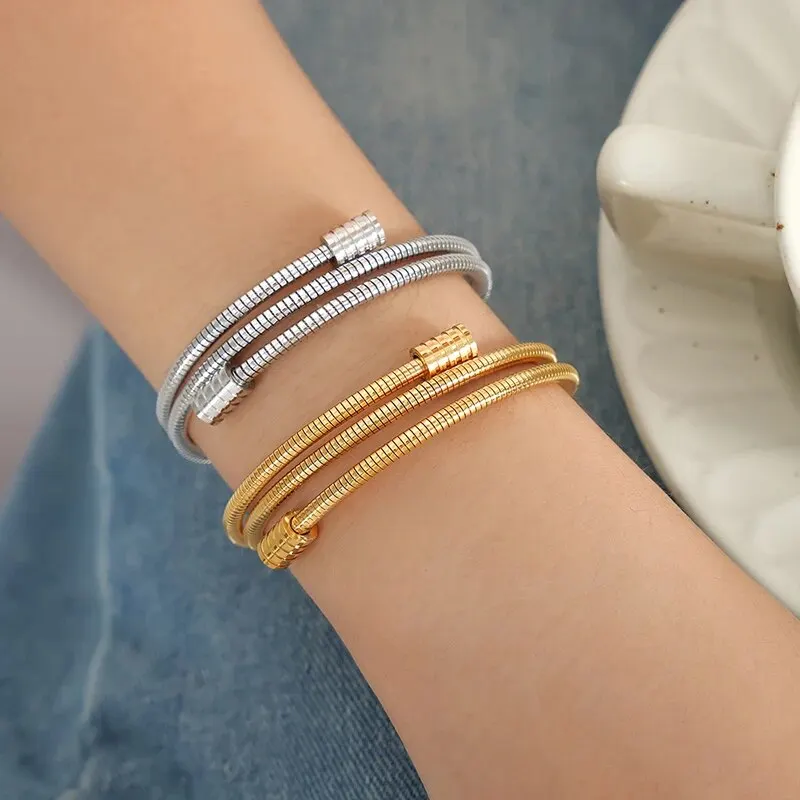 Multiple Layers Bracelet Jewelry 2023 Vintage Gold Color Snake Chain Metal Rope Chain Fashion Bracelet For Women