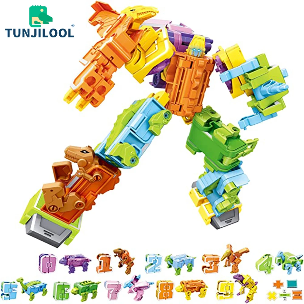 0-9 Nummers Animal Dinosaurus Warrior Vervorming Action Figures Transformatie Robot Speelgoed Voor Kinderen Gift Kinderen Blok Brinquedos