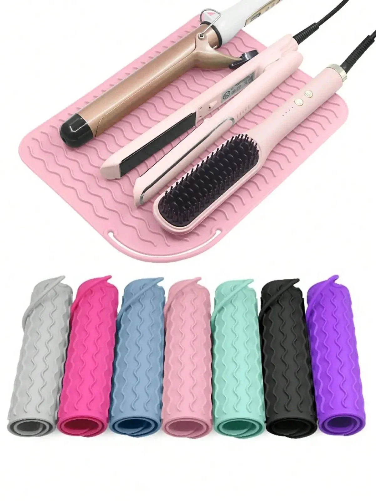 

Non-Slip Silicone Heat Resistant Pad Multifunctional Insulation Mat for Hair Straightener Heat Curling Stick Curler Flat Irons