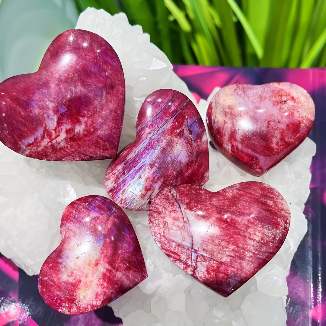 Artificial Red Moonstone Heart-shape Carving, Polished Healing Crystal Ornament